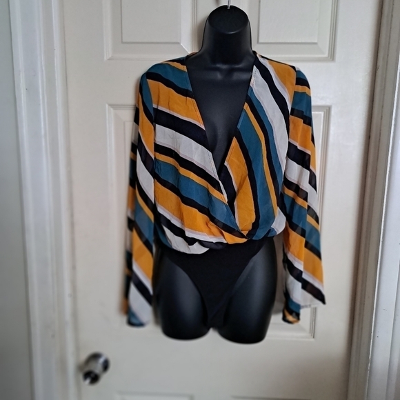 Forever 21 striped  body suit size small A-20 - Picture 1 of 3